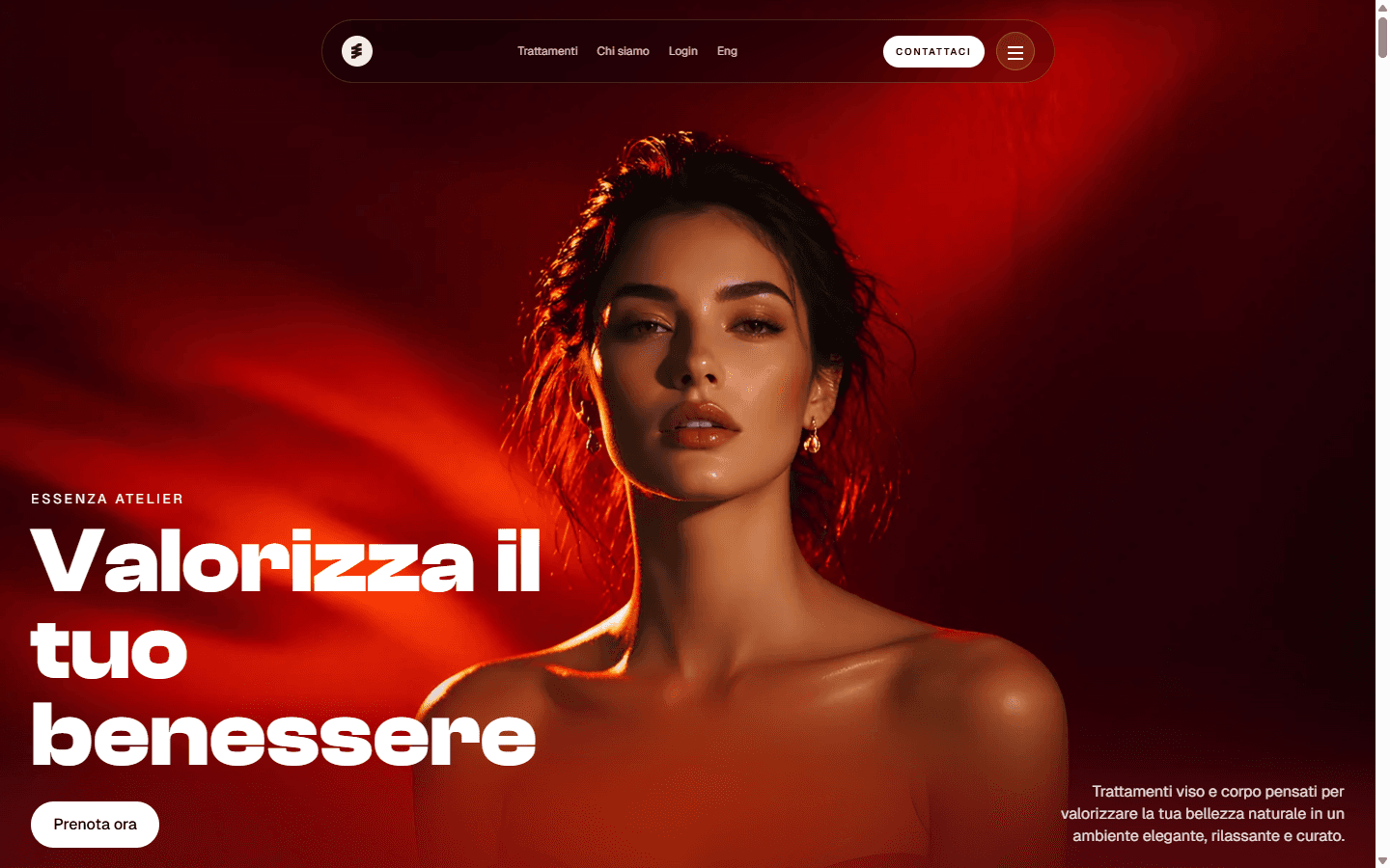 Preview desktop reale della hero del progetto Centro Estetico