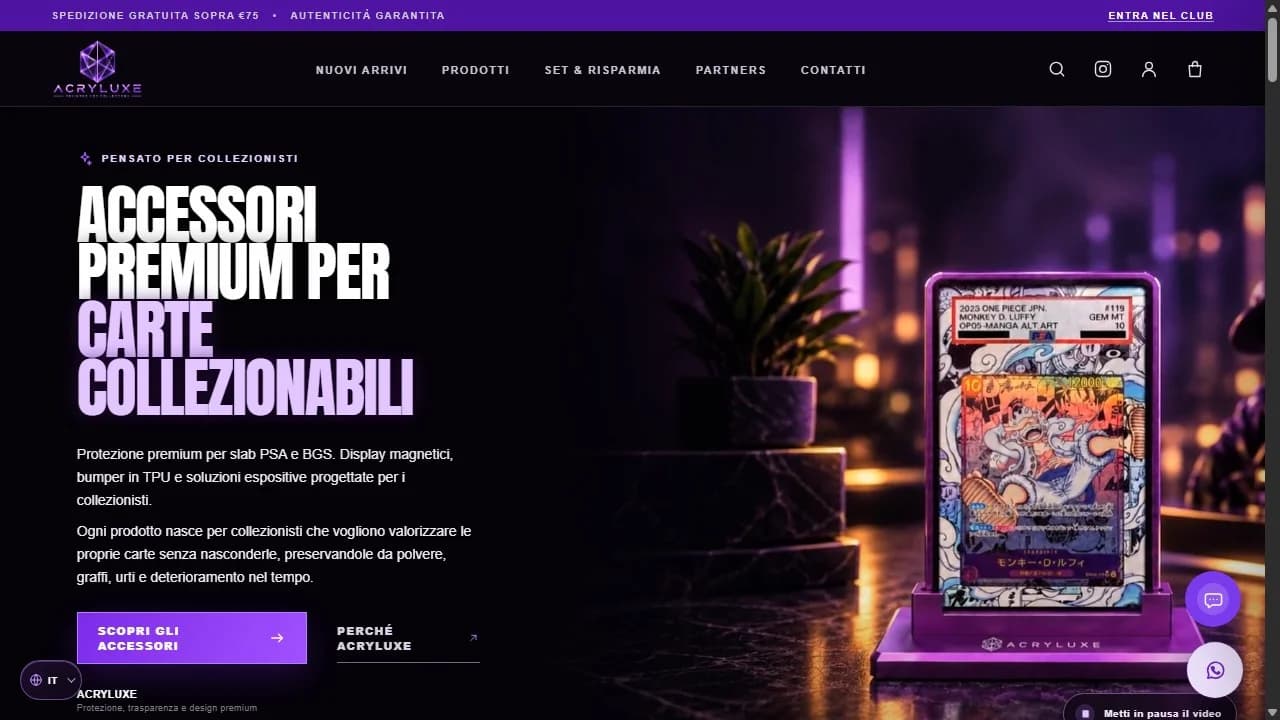 Anteprima Acryluxe, e-commerce di accessori per carte collezionabili